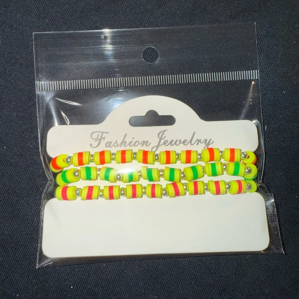 🐠 Fashion Jewelry Neon Beaded Bracelet Set